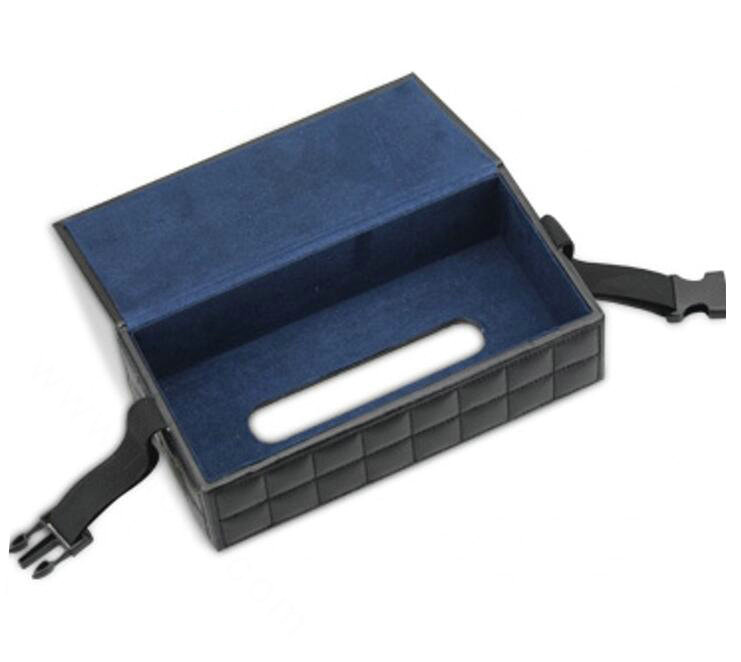 Leather Hanging Car Tissue Box Case Princess Diamond Flower Magnet Tissue Bag - Black