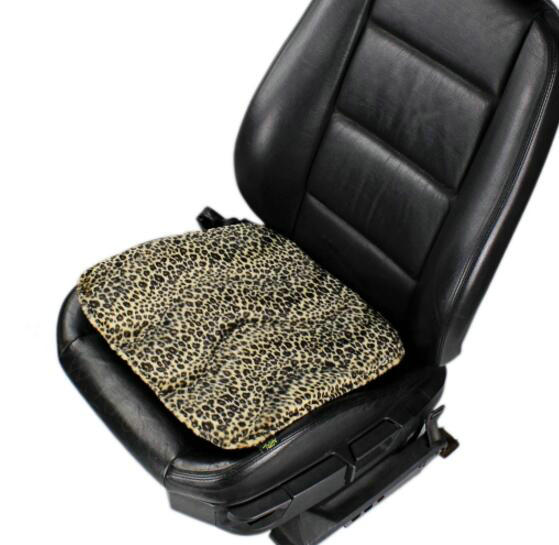 Leopard Print Plush Car Front Seat Cushion Woman Winter Universal Seat Pads 1pcs - Black Gold