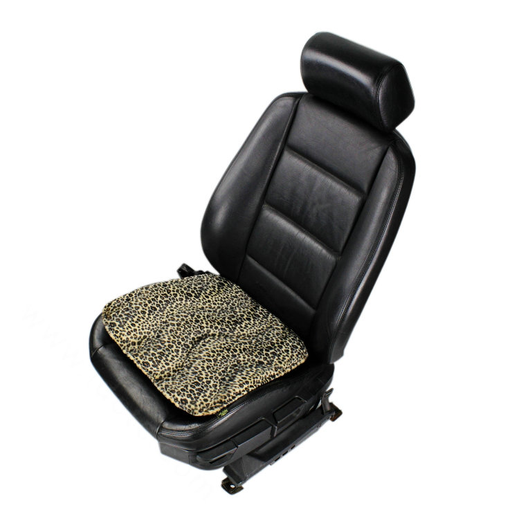 Leopard Print Plush Car Front Seat Cushion Woman Winter Universal Seat Pads 1pcs - Black Gold