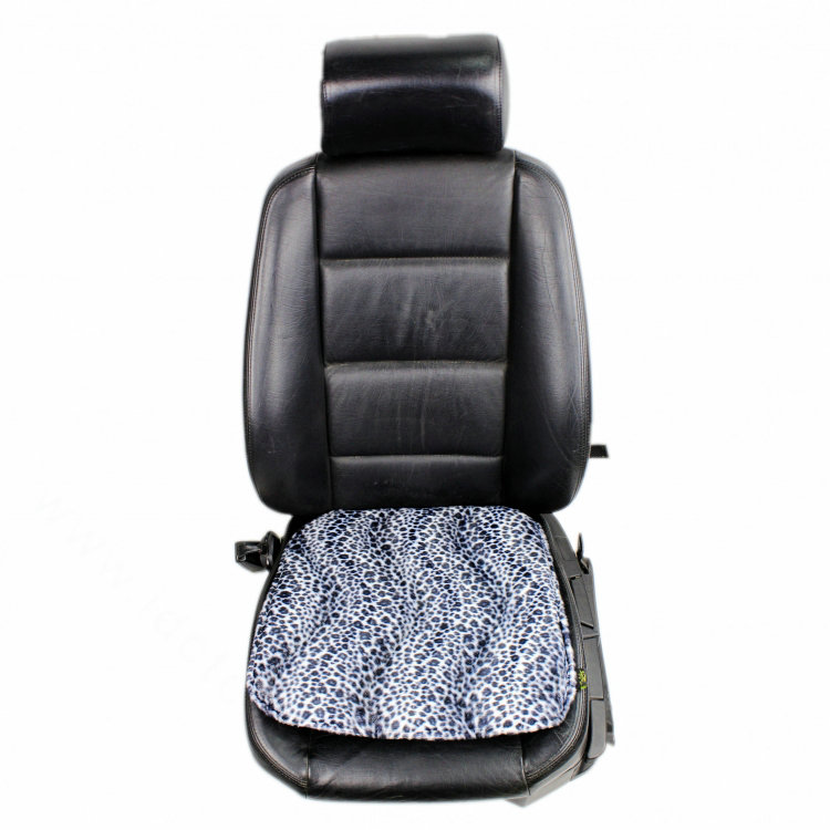 Leopard Print Plush Car Front Seat Cushion Woman Winter Universal Seat Pads 1pcs - Black White
