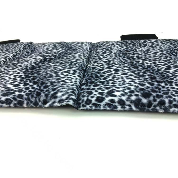 Leopard Print Plush Car Rear Seat Cushion Woman Winter Universal Seat Pads 1pcs - Black White