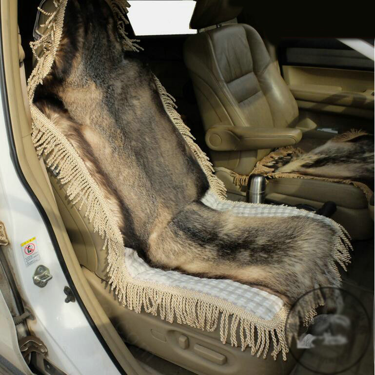 Luxury Badgers leather Car Seat Cushion Universal Tassels Auto Whole Fur Pads 1pcs - Brown