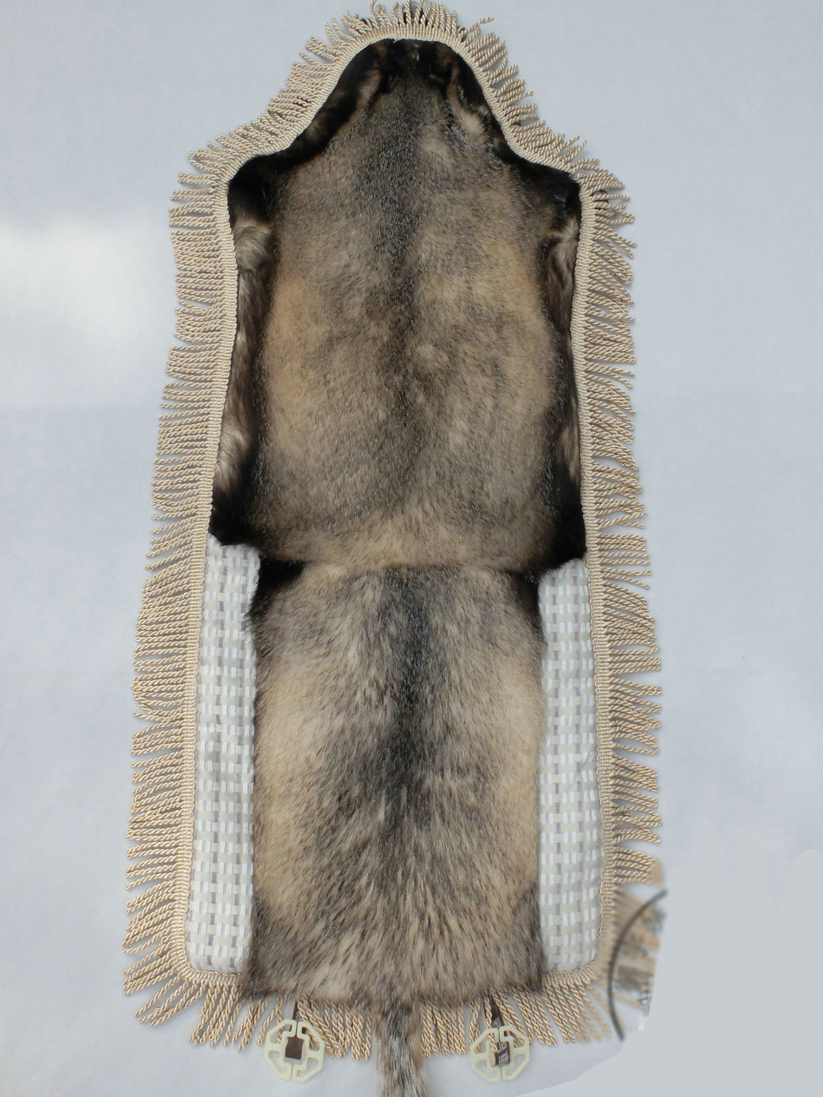 Luxury Badgers leather Car Seat Cushion Universal Tassels Auto Whole Fur Pads 1pcs - Brown