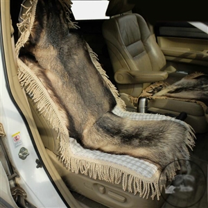 Luxury Badgers leather Car Seat Cushion Universal Tassels Auto Whole Fur Pads 1pcs - Brown