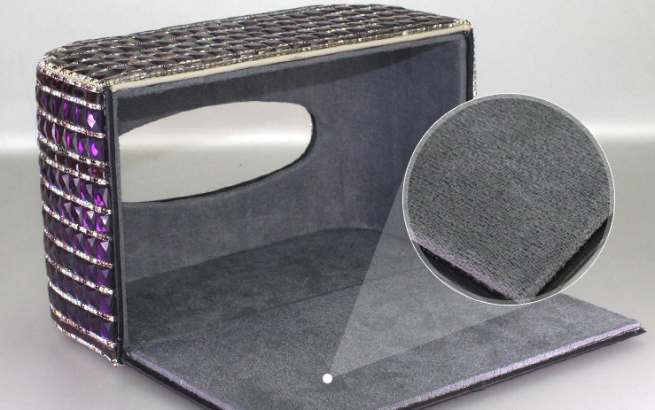 Luxury Creative Crystal Car Tissue Paper Box Case Women Auto Interior Accessories - Purple