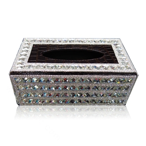 Luxury Crystal Car Tissue Paper Box Case For Vehicle Office Home Creative Decor - White Black