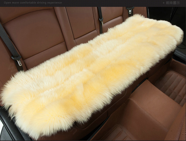 Luxury Genuine Wool Universal Car Seat Cushion Sheepskin Fur One Piece Pads 3pcs Set - Beige