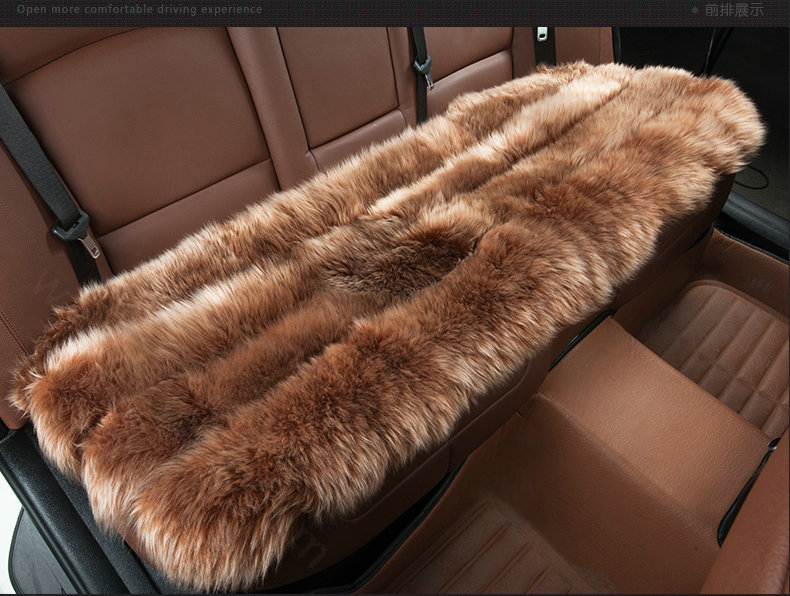 Luxury Genuine Wool Universal Car Seat Cushion Sheepskin Fur One Piece Pads 3pcs Set - Brown