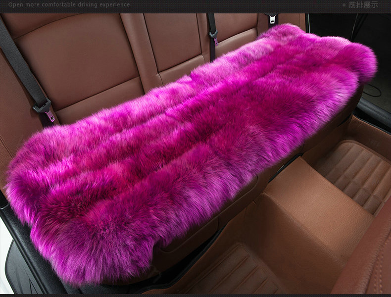 Luxury Genuine Wool Universal Car Seat Cushion Sheepskin Fur One Piece Pads 3pcs Set - Purple