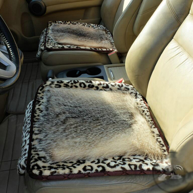 Luxury Leopard Badgers leather Car Seat Cushion Universal Auto Whole Fur Pads 1pcs - Brown