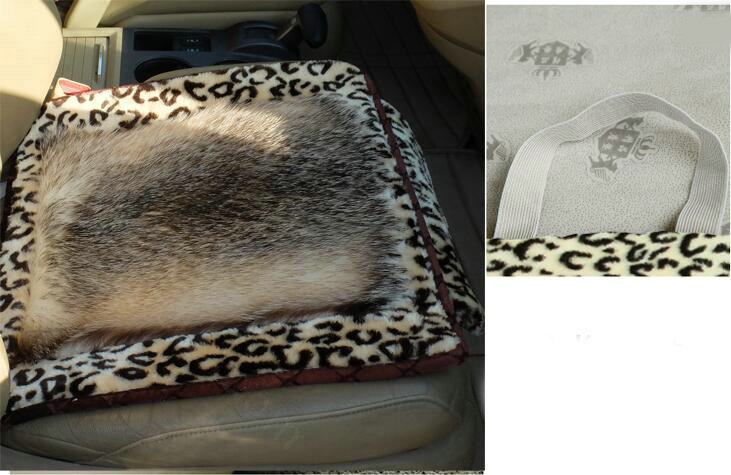Luxury Leopard Badgers leather Car Seat Cushion Universal Auto Whole Fur Pads 1pcs - Brown
