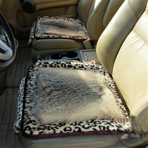 Luxury Leopard Badgers leather Car Seat Cushion Universal Auto Whole Fur Pads 1pcs - Brown