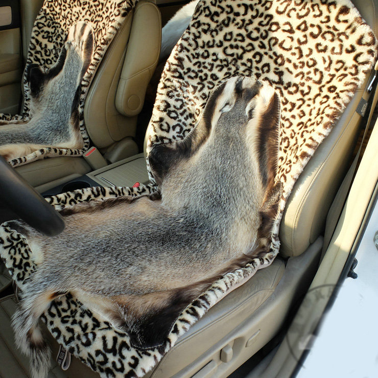 Luxury Leopard Badgers leather Car Seat Cushion Universal Plush Auto Pads 1pcs - Brown