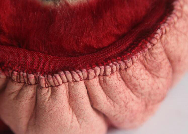 Luxury Long Fur Wool Car Steering Wheel Covers Handle Sleeves 15 Inch 38CM - Wine Red