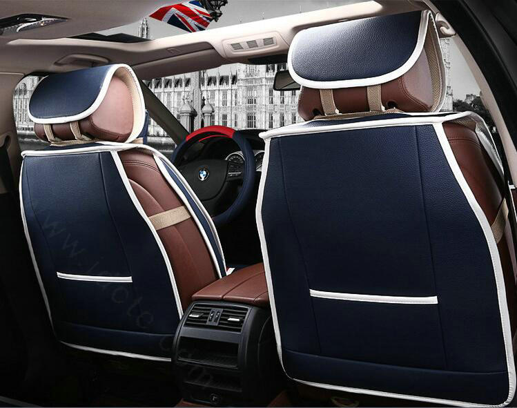 Luxury Mi British Flag Style Universal Car Seat Cushion PU Leather 12pcs Sets - Blue Red