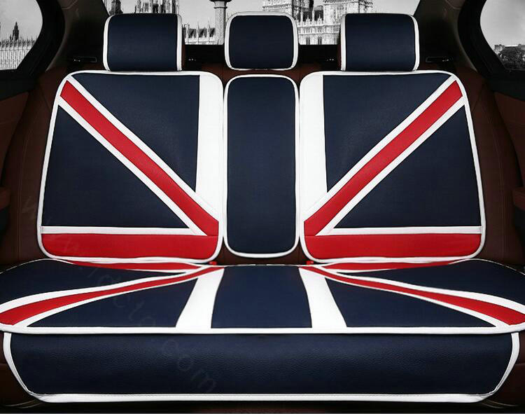 Luxury Mi British Flag Style Universal Car Seat Cushion PU Leather 12pcs Sets - Blue Red
