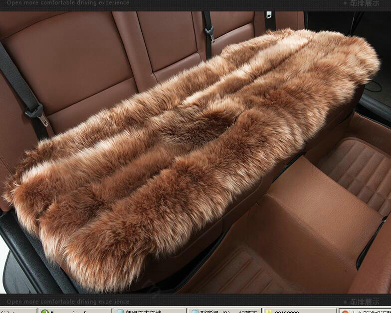 Luxury Pure Wool Universal Car Seat Cushion Winter Sheepskin Fur Auto Long Pads 1pcs - Camel