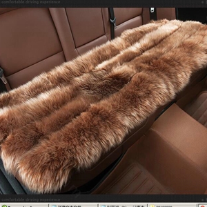 Luxury Pure Wool Universal Car Seat Cushion Winter Sheepskin Fur Auto Long Pads 1pcs - Camel