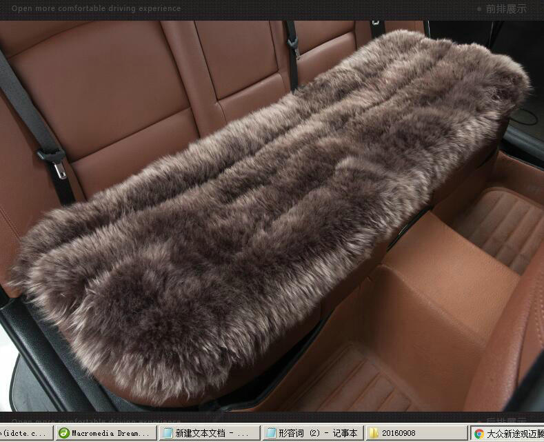 Luxury Pure Wool Universal Car Seat Cushion Winter Sheepskin Fur Auto Long Pads 1pcs - Coffee