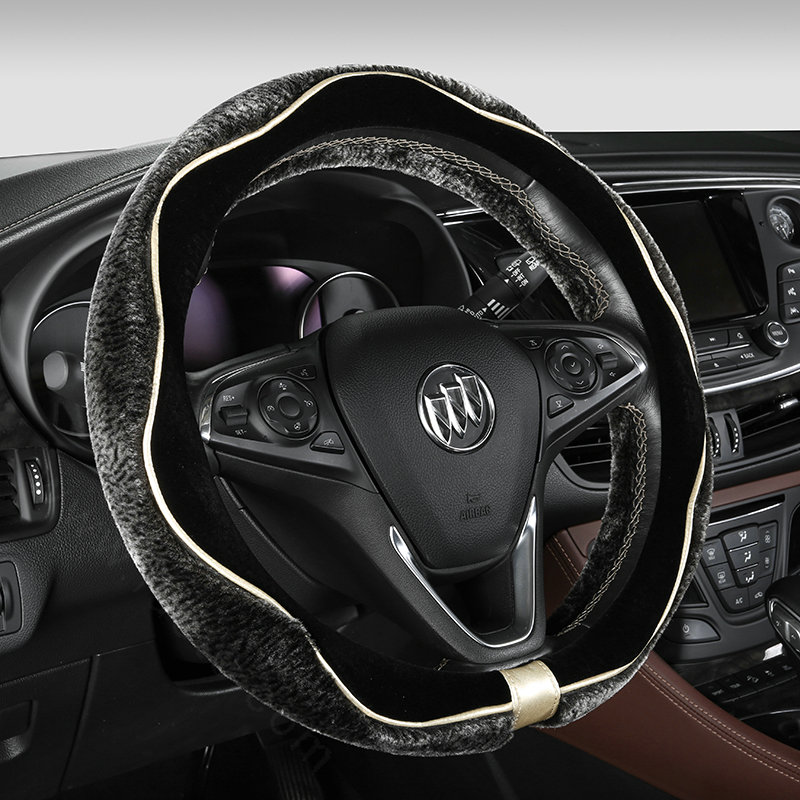 Luxury Winter Velvet Handlebar Plush Car Steering Wheel Covers 15 inch 38CM - Gray