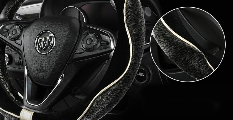 Luxury Winter Velvet Handlebar Plush Car Steering Wheel Covers 15 inch 38CM - Gray