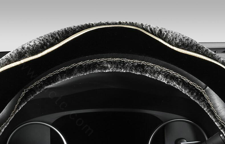 Luxury Winter Velvet Handlebar Plush Car Steering Wheel Covers 15 inch 38CM - Gray