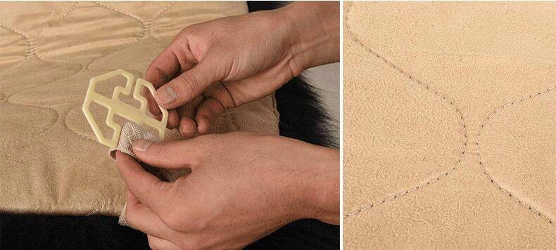 Luxury Winter Wool Universal Car Seat Cushion Sheepskin Fur One Piece Pads 1pcs - Black