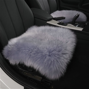 Luxury Winter Wool Universal Car Seat Cushion Sheepskin Fur One Piece Pads 1pcs - Gray