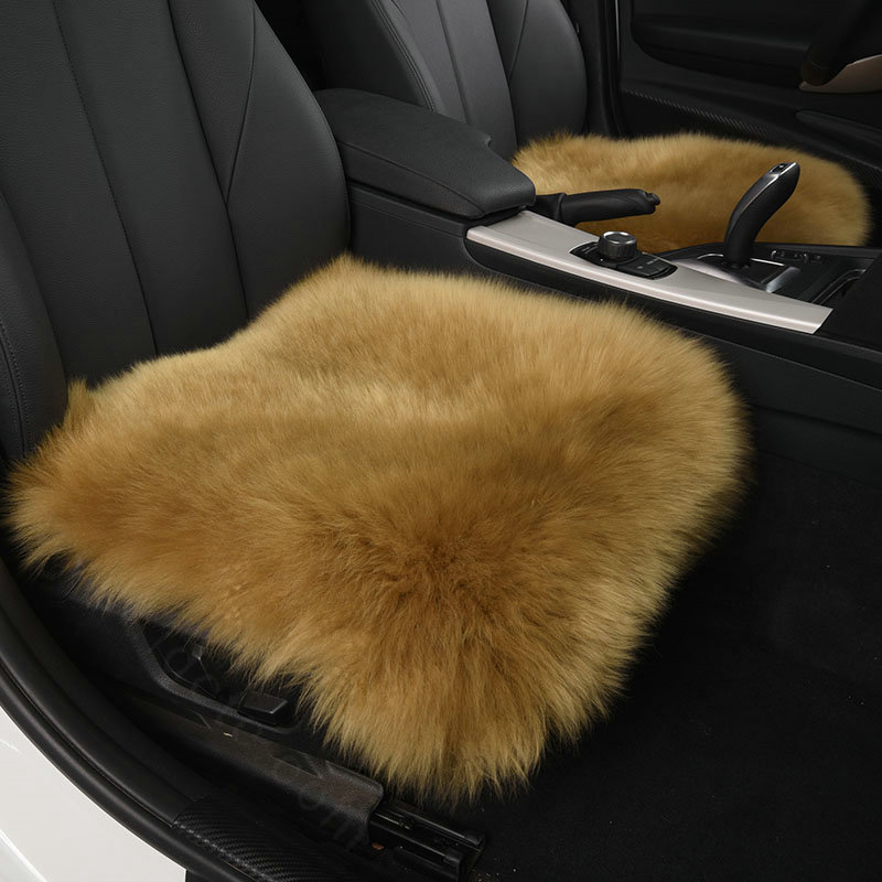 Luxury Winter Wool Universal Car Seat Cushion Sheepskin Fur One Piece Pads 1pcs - Green