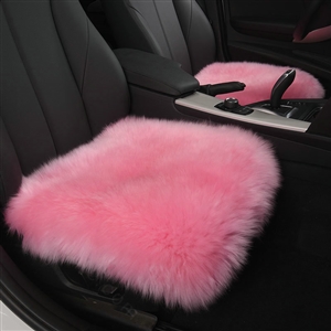 Luxury Winter Wool Universal Car Seat Cushion Sheepskin Fur One Piece Pads 1pcs - Pink