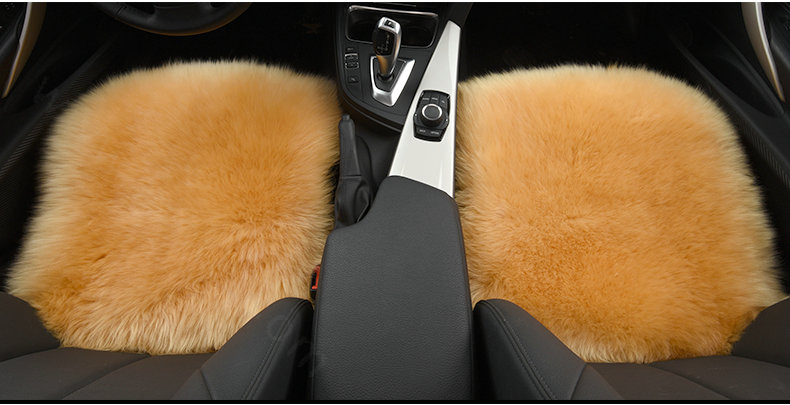 Luxury Winter Wool Universal Car Seat Cushion Sheepskin Fur One Piece Pads 1pcs - Yellow