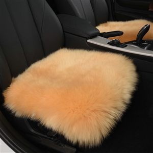 Luxury Winter Wool Universal Car Seat Cushion Sheepskin Fur One Piece Pads 1pcs - Yellow
