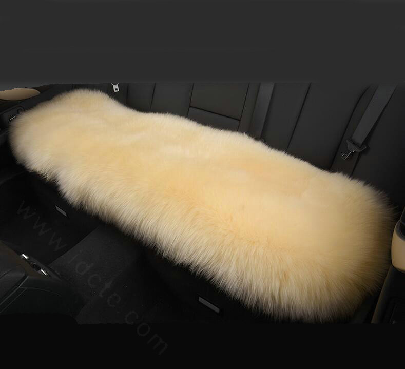 Luxury Winter Wool Universal Car Seat Long Cushion Sheepskin Fur One Piece Pads 1pcs - Beige