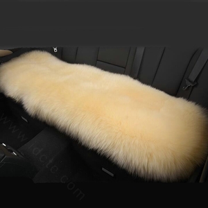 Luxury Winter Wool Universal Car Seat Long Cushion Sheepskin Fur One Piece Pads 1pcs - Beige