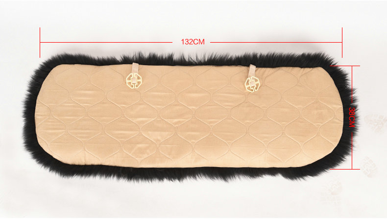 Luxury Winter Wool Universal Car Seat Long Cushion Sheepskin Fur One Piece Pads 1pcs - Black