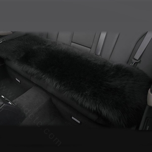 Luxury Winter Wool Universal Car Seat Long Cushion Sheepskin Fur One Piece Pads 1pcs - Black