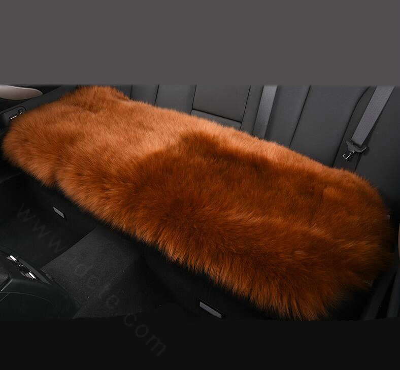 Luxury Winter Wool Universal Car Seat Long Cushion Sheepskin Fur One Piece Pads 1pcs - Brown