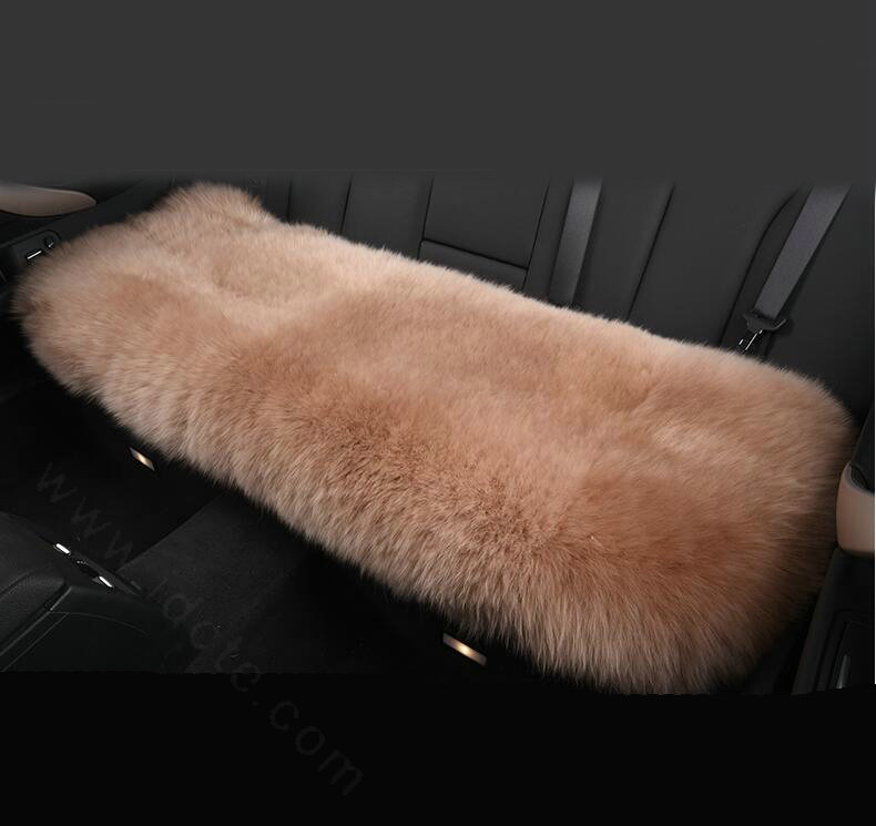 Luxury Winter Wool Universal Car Seat Long Cushion Sheepskin Fur One Piece Pads 1pcs - Camel