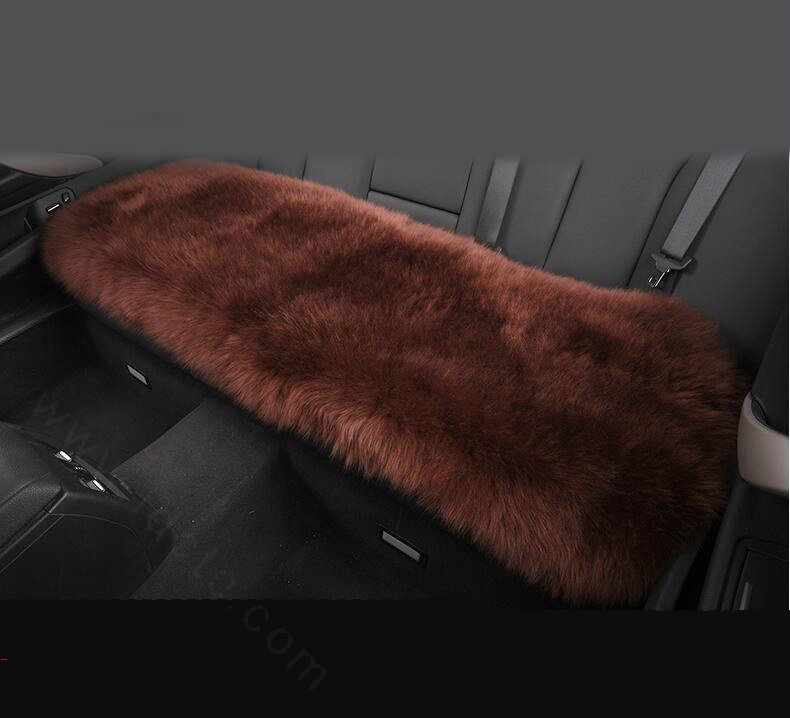 Luxury Winter Wool Universal Car Seat Long Cushion Sheepskin Fur One Piece Pads 1pcs - Coffee
