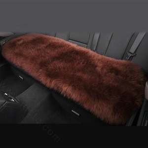 Luxury Winter Wool Universal Car Seat Long Cushion Sheepskin Fur One Piece Pads 1pcs - Coffee