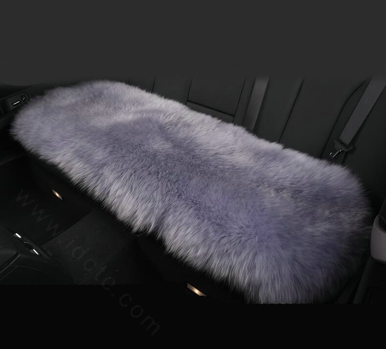 Luxury Winter Wool Universal Car Seat Long Cushion Sheepskin Fur One Piece Pads 1pcs - Gray