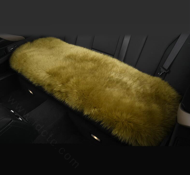 Luxury Winter Wool Universal Car Seat Long Cushion Sheepskin Fur One Piece Pads 1pcs - Green