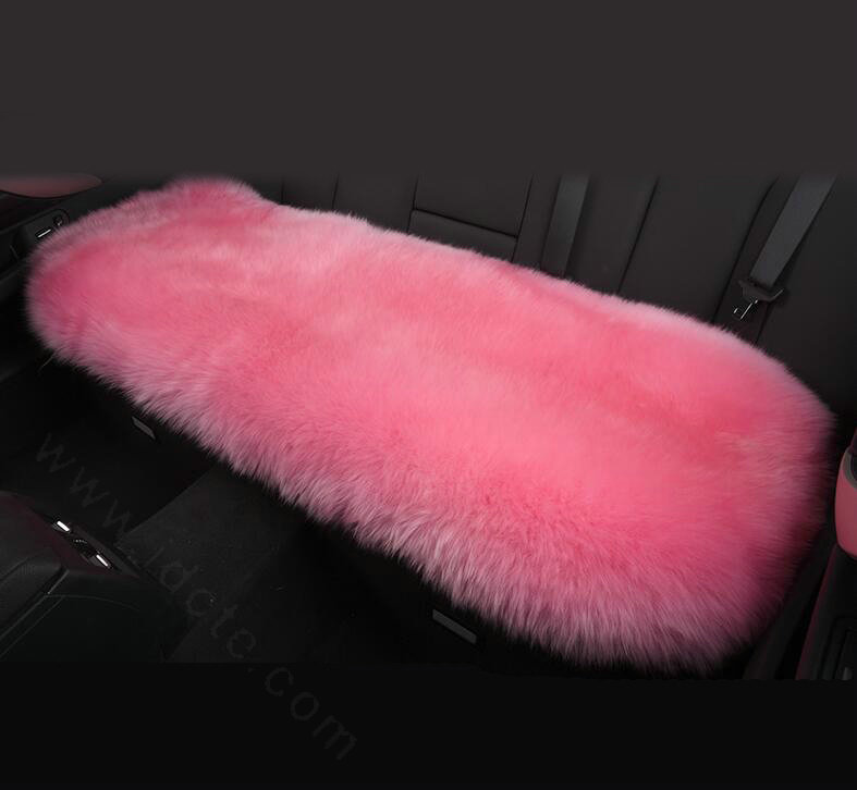 Luxury Winter Wool Universal Car Seat Long Cushion Sheepskin Fur One Piece Pads 1pcs - Pink