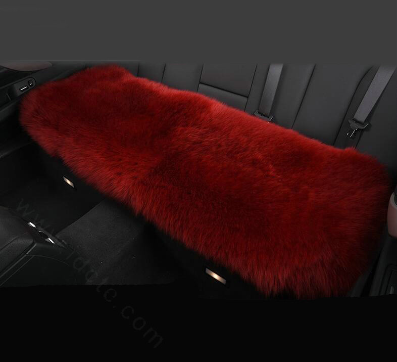 Luxury Winter Wool Universal Car Seat Long Cushion Sheepskin Fur One Piece Pads 1pcs - Red