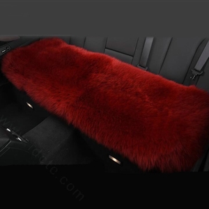 Luxury Winter Wool Universal Car Seat Long Cushion Sheepskin Fur One Piece Pads 1pcs - Red