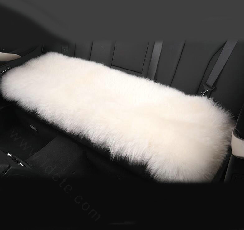 Luxury Winter Wool Universal Car Seat Long Cushion Sheepskin Fur One Piece Pads 1pcs - White