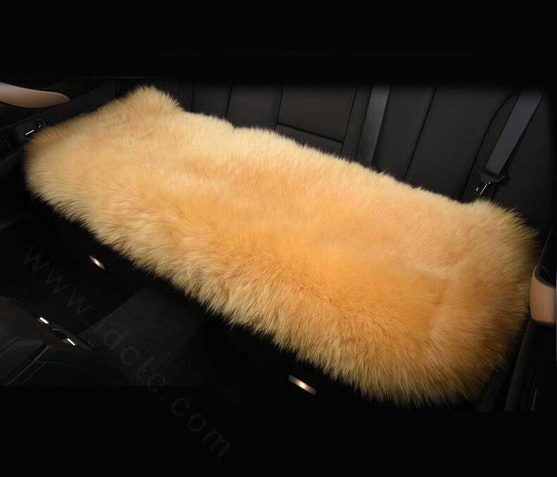 Luxury Winter Wool Universal Car Seat Long Cushion Sheepskin Fur One Piece Pads 1pcs - Yellow