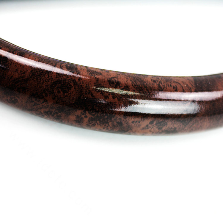 Man Leather Wood Grain Car Steering Wheel Cover 38CM/15'' Anti-catch High Quality - Brown