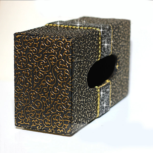 New Crystal Car Tissue Paper Box Case Coffee Pattern Leather For Office Home Decor - Black