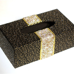 New Crystal Car Tissue Paper Box Case Coffee Pattern Leather For Office Home Decor - Champagne